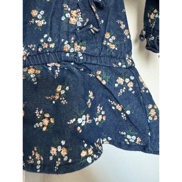 Delia's Baby Chambray Floral Dress 90s Y2K 3 - 6 Months EUC Ruffle Detail - Picture 4 of 6